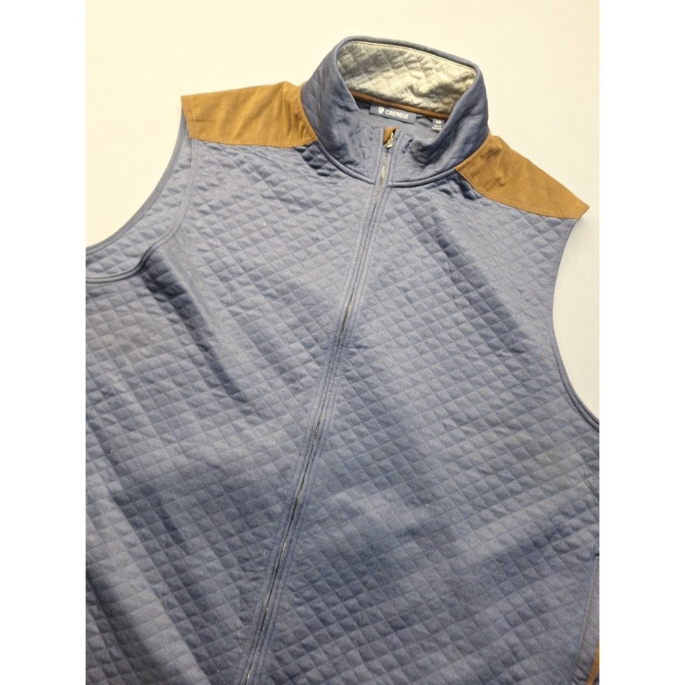 Daniel Cremieux Men's 4XB Blue Quilted Full Zip Vest Suede Shoulder Trim Preppy